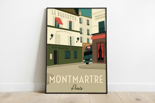 Montmartre reiseplakat paris - montmartre,
