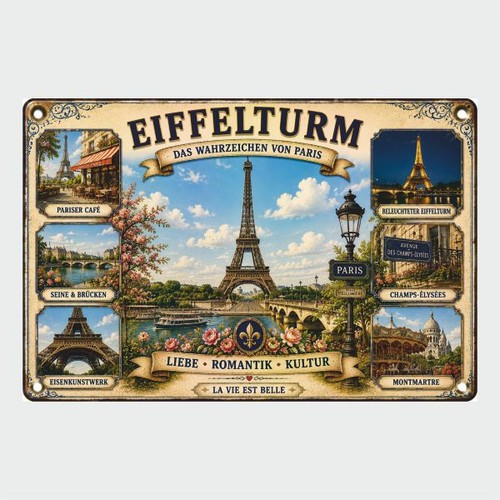 Blechschild eiffelturm paris - eiffelturm,